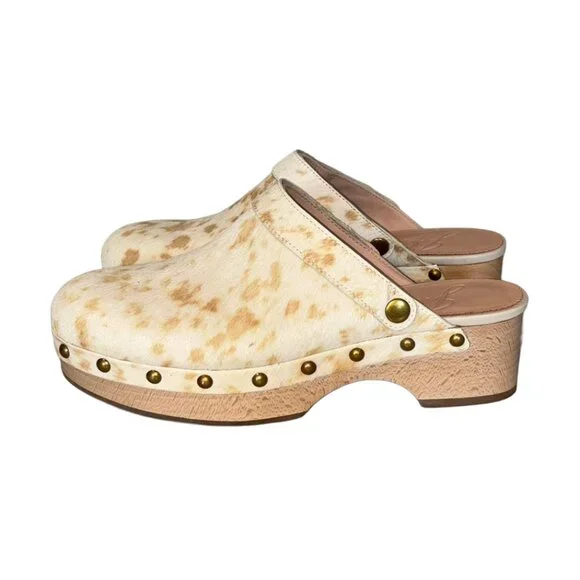 J. Crew Calf Hair Convertible Strap Wooden Clogs - Size 7.5 - Picture 4 of 5